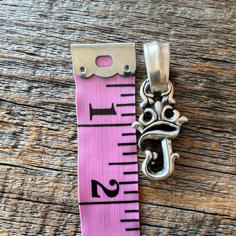 Bill Wall Leather Initial Crown Pendant: Letter "J" - Picture 5 of 6